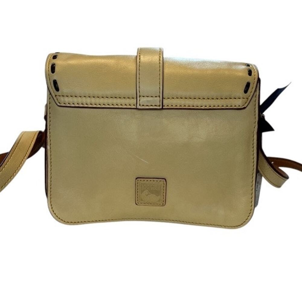 Dooney & Bourke cream binocular bag w/brown leather stitching, red interior - Picture 3 of 16